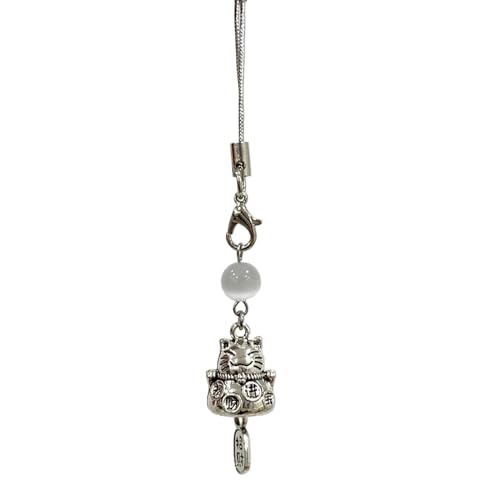Scnvsi Festliche Glückskatzen-Handykette mit Perlen, Bezaubernder, perlenbesetzter Handygurt, auffälliger Glückskatzen-Anhänger, Schlüsselanhänger von Scnvsi