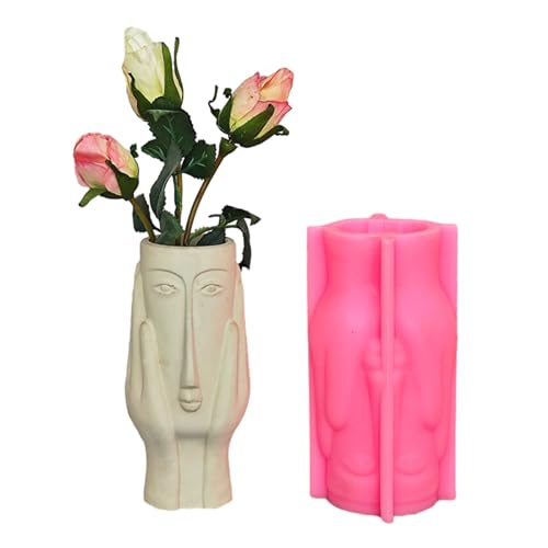 Scnvsi Silikonformen für Blumentöpfe in Form eines abstrakten Gesichts aus Silikon, Betonform, Handarbeitsbedarf für die Herstellung von Blumentöpfen von Scnvsi