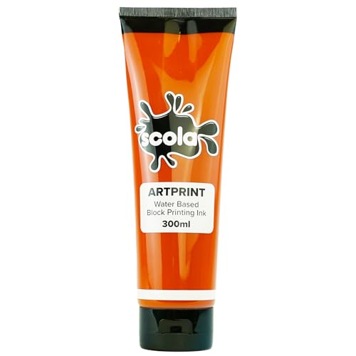 Scola 1 X 300ml Wasserbasis Linoldruckfarbe Orange von Scola