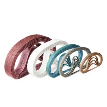 Set 3M Scotch-Brite Vliesband/Schleifband SC-BS | 30 x 533 mm | z.B. für Makita 9031 Bandfeile oder Metabo RBE 9-60 Rohrbandschleifer | 4er-Set mit je einmal coarse/medium/veryfine/superfine von Score Abrasives