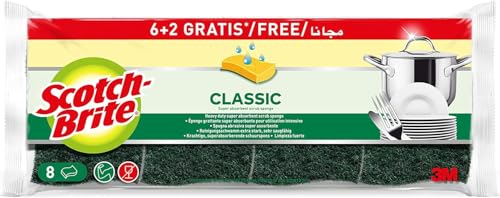 Scotch-Brite Classic Naturfaser-Reinigungsschwamm, 6 Stück + 2 GRATIS - Allzweck-Schwamm für den Alltag - Kratzfrei von Scotch-Brite