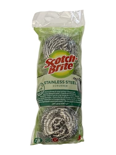 Scotch-Brite Edelstahl Topfreiniger, 3 Stück, rostfrei, extra stark und langlebig, zur Reinigung von Töpfen, Pfannen und Grillrosten, kann Kratzer verursachen von Scotch-Brite