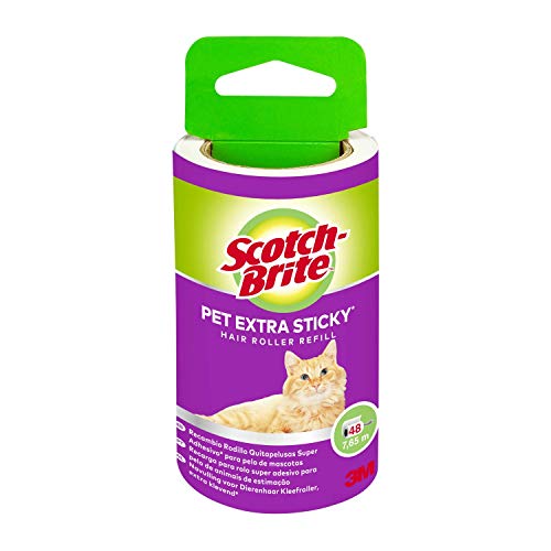 Scotch-Brite Pet Extra Sticky Haarfusselrolle - Ersatzrolle, für Tierhaarenfusselroller, Schwarz, Weiß von Scotch-Brite