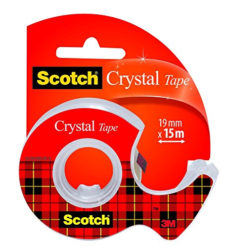 Scotch 6-1915D Handabroller inklusive 1 Rolle Crystal Klebeband, 19 mm x 15 m, hochtransparent von Scotch