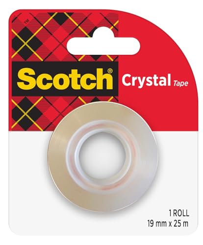 Scotch Crystal Klebeband, Nachfüllpackung, 1 Rolle 19 mm x 25 m - Allzweck-klebeband für die Reparatur, Verschließen von Dokumenten von Scotch