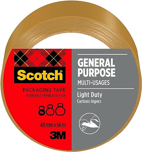 Scotch Allzweck-Klebeband, Braun, 48 mm x 66 m, 1 Rolle/Packung - Ideal zum Verschließen von Paketen und Kartons von Scotch