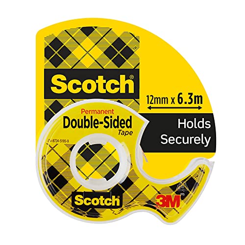 Scotch Doppelseitiges Klebeband 136D-MDOEU, 12,7 mm x 6,3 m, 1 Rolle auf Handabroller/Packung von Scotch