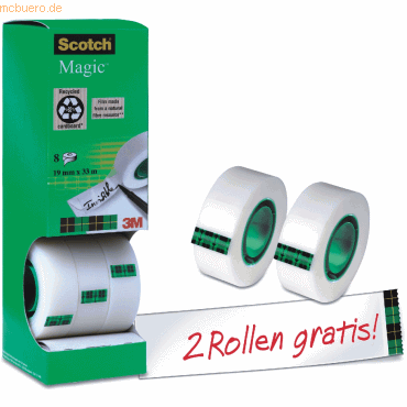 Scotch Klebeband 19x33m unsichtbar VE=8 Rollen von Scotch