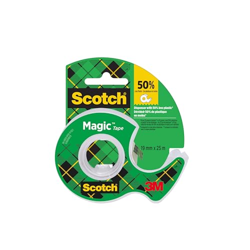 Scotch Magic Klebeband - Handspender mit 1 Rolle, 19 mm x 25 m - Unsichtbares Klebeband für allgemeine Zwecke zur Reparatur, Etikettierung und Versiegelung von Dokumenten von Scotch