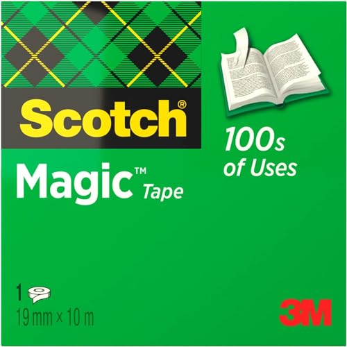 Scotch Magic Tape - 1 Rolle, 19 mm x 10 m - Unsichtbares Klebeband für allgemeine Zwecke zur Reparatur, Etikettierung und Versiegelung von Dokumenten von Scotch