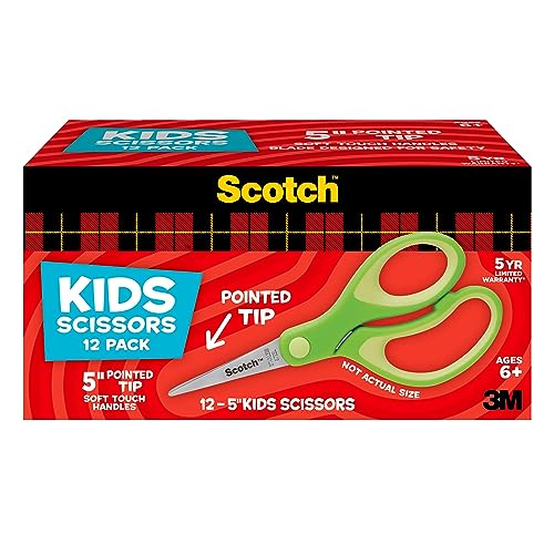 Scotch Soft Touch Stumpfe Kinderschere, 12,7 cm Soft Touch Spitze Original version grün von Scotch