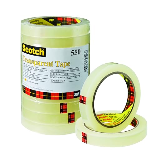 Scotch Transparentes klebeband 550-10 Rollen - 15 mm x 66 m - Durchsichtiges Allzweckband für Schule, Heim und Büro von Scotch