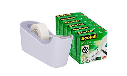 Tischspender C18 Lavendel mit 6 Rollen Klebeband Scotch Magic 19x33 von Scotch