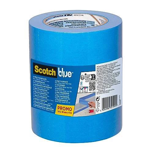 ScotchBlue Premium Malerabdeckband Multi-Surface, 48 mm x 41 m - Scotch Klebeband für Malerarbeiten und Dekoration zum Streichen, Lackieren, Renovieren - Abklebeband/Kreppband, 3 Stück - 70% PEFC von ScotchBlue