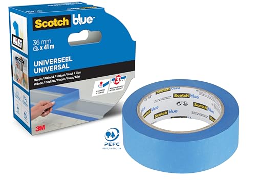 ScotchBlue Premium Malerkrepp Universal, 36 mm x 41 m - Scotch Klebeband für Malerarbeiten und Dekoration zum Streichen, Lackieren, Renovieren - Abklebeband/Kreppband - 70% PEFC von ScotchBlue