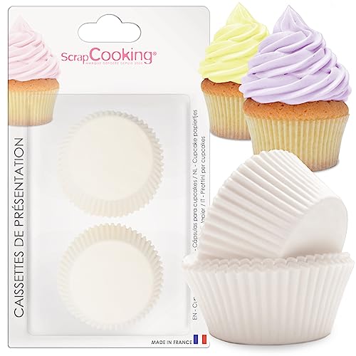 ScrapCooking - 36 Stück Cupcake-Formen - Muffinförmchen Papier - Transparent Weiß - Backofen kompatibelDekorative Tassenhalter für Geburtstag, Party, Einweg Backbecher - 4909 von ScrapCooking