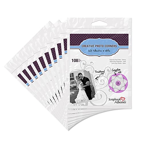 Scrapbook Adhesives by 3L 3L Scrapbook Kleber Selbstklebend Kreative Papier Fotoecken Weiß 108 Set 10 Stück Photo Corners-Classic Style-Permanent Adhesive, sonstiges, White, 0.08 x 1.89 x 3.11 cm von Scrapbook Adhesives