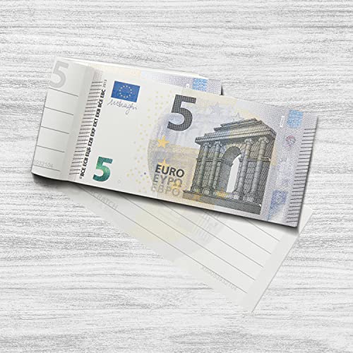 Scratch Cash Block 5 € Euro - 50 Banknoten zum Schreiben, Geld, Gutscheine, Rabattgutscheine, Gadgets (um 125% erhöhte Größe im Vergleich zu realen Größen) von Scratch Lover