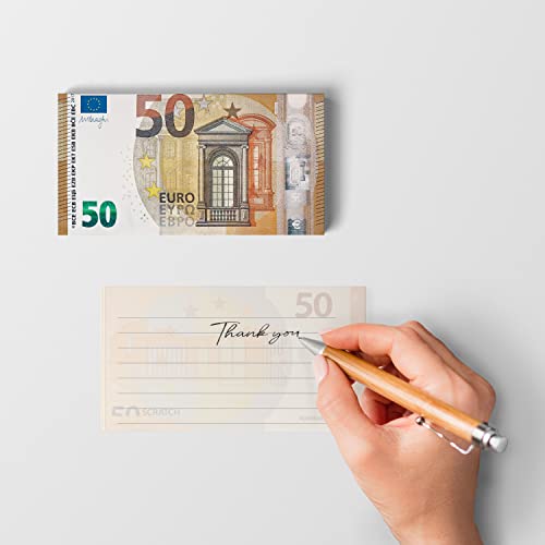 Scratch Cash Block 50 € Euro - 50 Banknoten zum Schreiben, Gutscheingeld, Blocknoten, Rabattgutscheine, Gadget (125% erhöhte Größe im Vergleich zu den realen Größen) von Scratch Lover