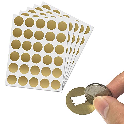 120 Stück, 25mm Rubbel Etiketten Rubbellose Aufkleber, Scratch Sticker - Gold von ScratchStix