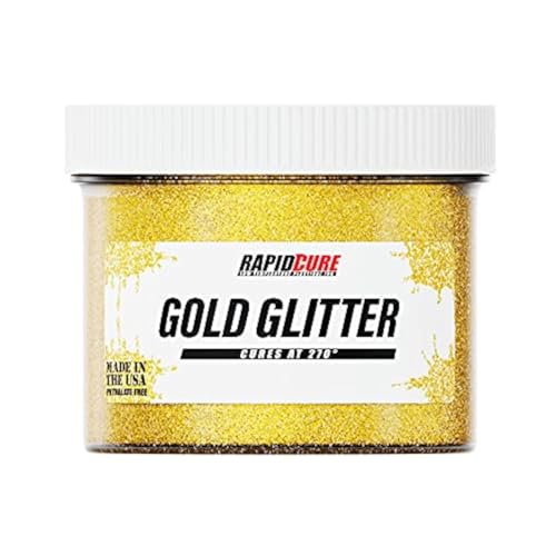 Rapid Cure Glitter Plastisol-Tinte für Siebdruck, niedrige Temperatur, Härtungstinte für T-Shirts und Stoff (227 g, Goldglitzer) von Screen Print Direct