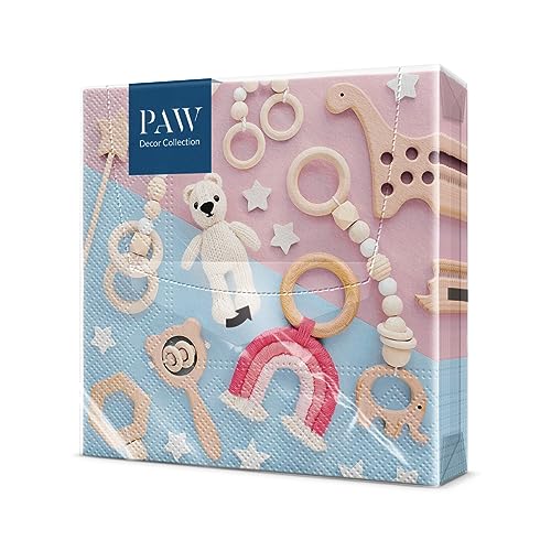 PAW - Servietten 3-lagig (33 x 33 cm) I 20 Stück I Perfekt für Kindergeburtstage, Partys, Kommunion und Feiern I Papierservietten Bunt mit Party Motiv I Spielzeug, Besondere Anlässe, Kinder - Toys von Screws City