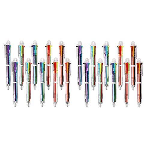 Sctecoau 20er-Pack Kugelschreiber 6-In-1-Multicolor-Druckkugelschreiber 0,5 mm Bunter Tintenstift Mehrfarbiger Stift für Die Schule von Sctecoau