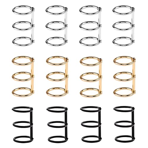 Sctmda Binder Ringe 12 Stück 3-Ringe Buchringe Metall Buchbinder 3 Ring Buch Ring 25mm Buchring Ring Loseblatt Ringbuch Metall Lose Blatt Buch Ringe Loseblattbinder für Notebook DIY Bücher von Sctmda