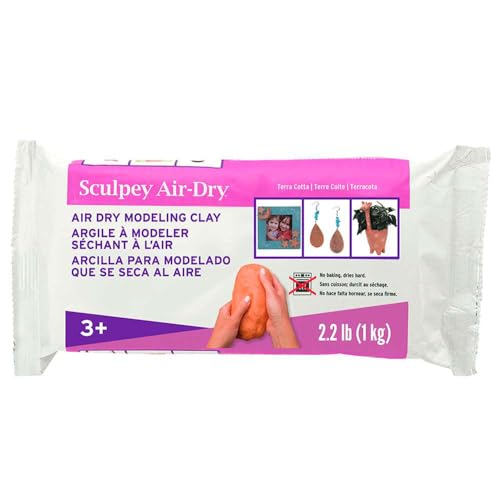 Sculpey Air-Dry™ Terra Cotta, ungiftig, lufttrocknender Ton, 1 kg Stange ideal für Modellierung, Modellierung, Urlaub, Handabdrücke, Heimwerker und Schulprojekte. Perfekt für alle Schwierigkeitsgrade. von Sculpey