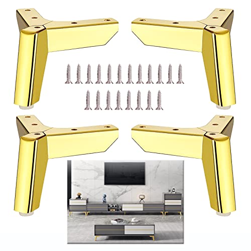 Möbelbeine, Sofabeine, 4 Stück, Möbeltischbeine, Schrankbeine, Sofabeine, Couchtischbeine, Schreibtischbeine, Ersatzbeine aus dreieckigen Metallmöbelfüßen, für Küche/Badezimme(Gold - 15 cm (5,9 Zoll) von SdaryWare