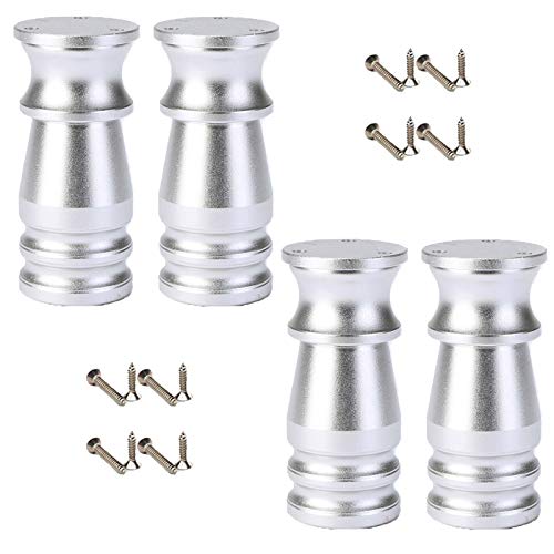 SdaryWare Möbelbeine Sofabeine Möbelbeine aus Metall, Tischbeine aus Aluminiumlegierung, Einteilige Verarbeitung, ABS-Basis, Dicke, verstellbare Stützbeine, solide Bodenplatte, 45 mm φ,(Silber-8cm) von SdaryWare