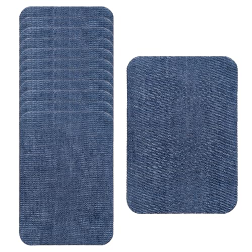 12 Stk. Bügelflicken Selbstklebender Wasserdichter Stoff Denim-Patches für Kleidung Hüte Jeans Tragetasche Diy Dekorativ 11 x 7,5 cm (Dunkelblau) von Sdhgerh