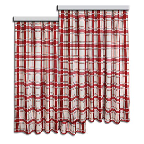 Dekoschal-Set Hetty hochwertiger Webstoff rot-weiß kariert | Set 2 Stück Landhaus-Vorhang mit Reihband | Deko-Garnitur für Küche, Esszimmer, Gästezimmer, Ferienhaus Höhe x Breite 145 x 130 cm von SeGaTeX home fashion