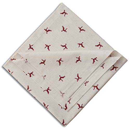 Landhaus-Mitteldecke Natur-rot mit Hirsch Tischdecke passend zu Landhaus-Serie Knut 70 x 70 cm von SeGaTeX home fashion