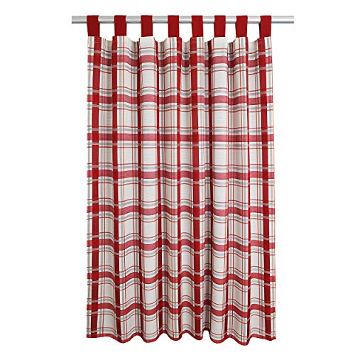 Schlaufenschal Hetty rot-weiß kariert | Landhaus-Vorhang hochwertiger Webstoff 8 Schlaufen | Deko-Gardine für Küche, Esszimmer, Gästewohnung, Kaminzimmer Höhe x Breite 125 x 130 cm von SeGaTeX home fashion