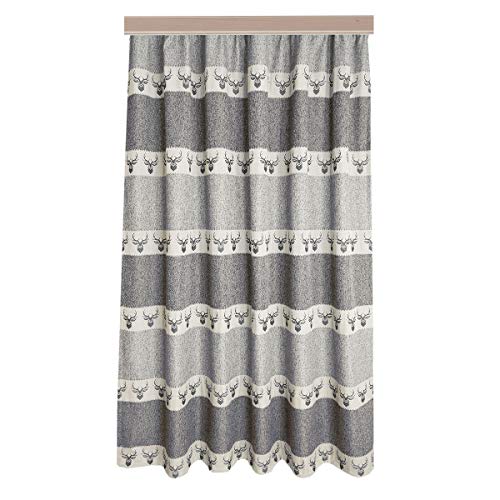 SeGaTeX home fashion Hochwertiger Dekoschal Alpin Hirsch grau Exklusiver Landhaus-Vorhang Reihband HxB 220 x 130 cm von SeGaTeX home fashion