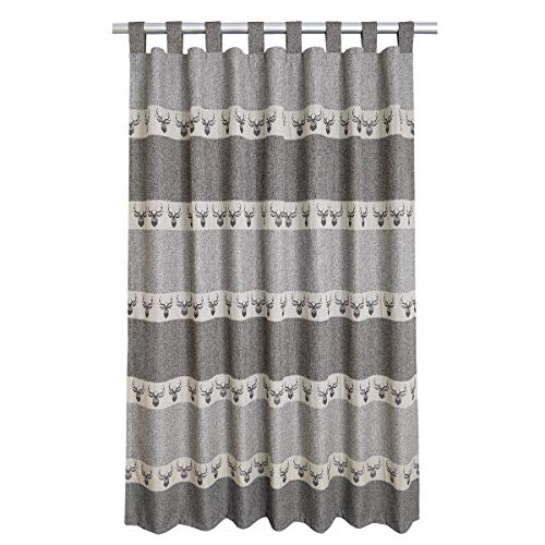 SeGaTeX home fashion Hochwertiger Schlaufen-Dekoschal Alpin Hirsch grau Exklusiver Landhaus-Vorhang 8 Schlaufen HxB 220 x 130 cm von SeGaTeX home fashion