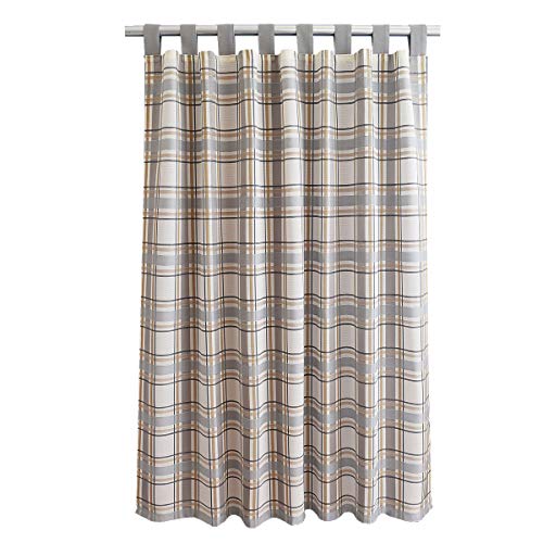 SeGaTeX home fashion Landhaus-Vorhang Hetty grau kariert Deko-Schlaufenschal mit 8 Schlaufen Übergardine Landhausserie Hetty 145 x 130 cm von SeGaTeX home fashion