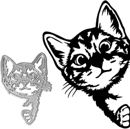 1 x realistische Katzen-Stanzschablone, Metall-Stanzform, Prägeschablone für Scrapbooking, Kartenherstellung, Scrapbooking, Stanzformen, Kartenherstellung, Kartenzubehör (Silber) von Seadiquiet