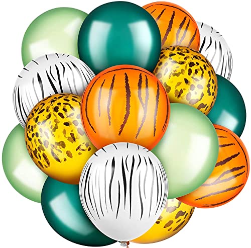 Sealmic Dschungel Safari Mottoparty Luftballons, 12 Zoll Tierdruck Latexballons für Dschungel Thema Kinder Geburtstag Party Dekoration, 24 Stück von Sealmic