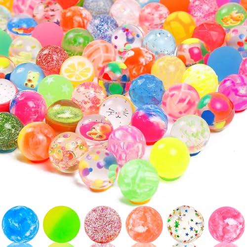 Seamart 24 Stück Flummies für Kinder 25 mm Flummis Springball Bunte Hüpfbälle und Kindergeburtstag Gummibälle Gastgeschenke von Seamart