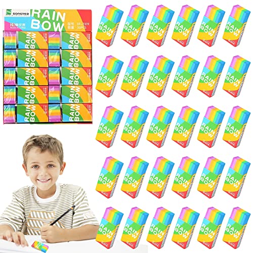 30 Stück Radiergummi, 2B Radiergummi, 5,6 x 2,3 cm Weich Radiergummi Set, Farbige Radiergummis für Kinder für Gemälden Schulen Skizzen Büro Zeichen von Seasboes