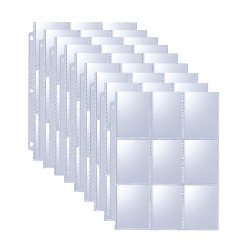 Seashell 900 Taschen Sammelkartenbinder Hüllen, 9-Pocket Doppelseitige Kartenblätter für 3 Ringbuch, Clear Card Page Protectors für Spielkarten, Sportkarten, Coupons, Visitenkarten, 50 Stück von Seashell