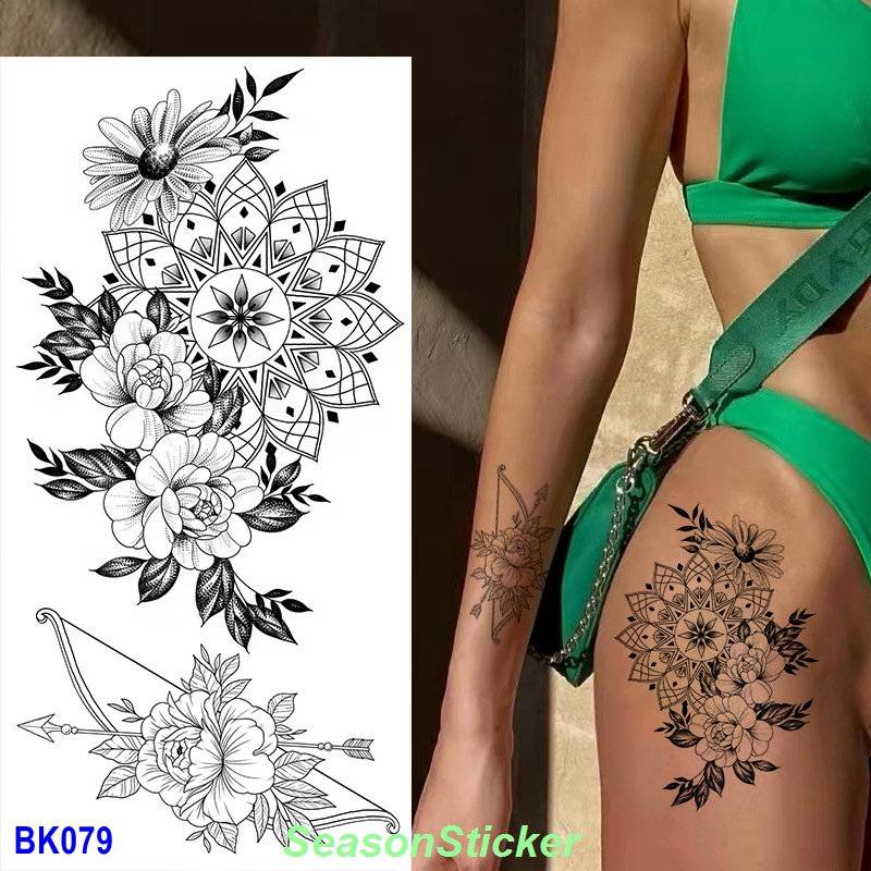 Blume Totem Pfeil & Bogen Sterne Sonnenblume Rose Libelle Grafiken Pfingstrose Daisy Körper Taille Arm Hals Temporäre Kunst Tattoos Bkseries von SeasonSticker