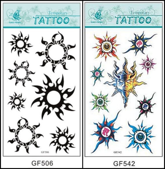 Flamme Mond Sonne Totem Solid Hohl Sterne Set Konstellation Sternzeichen Taille Arm Hals Temporäre Tattoo Gfseries von SeasonSticker