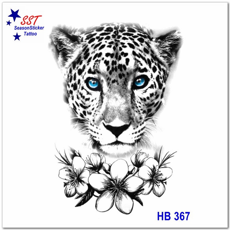 Großer Leopard König Der Löwen Tiger Wolf Rose Blume Körper Taille Arm Temporäre Kunst Tattoos Thbseries von SeasonSticker