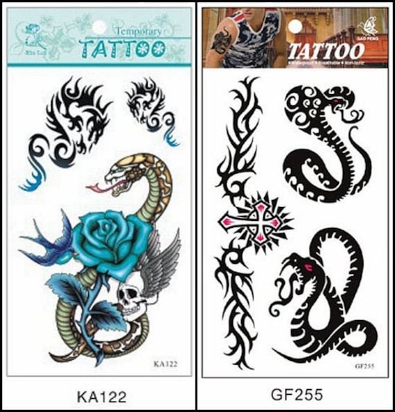 Schlange Kreuz Totem Spinne Adler Tigle Wild Animal Kette Rose Taille Arm Hals Temporäre Körper Tattoo Gfseries von SeasonSticker