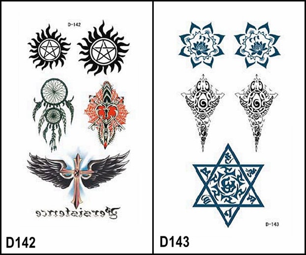 Sonne Totem Stern Barcord Feder Pferd Hexe Einhorn Temporary Body Tattoo Dseries von SeasonSticker