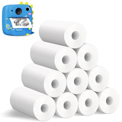 10 Rollen Kinderkamera-Nachfüllpapier, 57 mm x 28 mm x 7 m, wasserdicht und öldicht, Thermodruckpapierrolle, keine Tinte, HD-Fotodruckpapier, passend für die meisten Kinder-Sofortbildkameras (weiß) von Seedawn