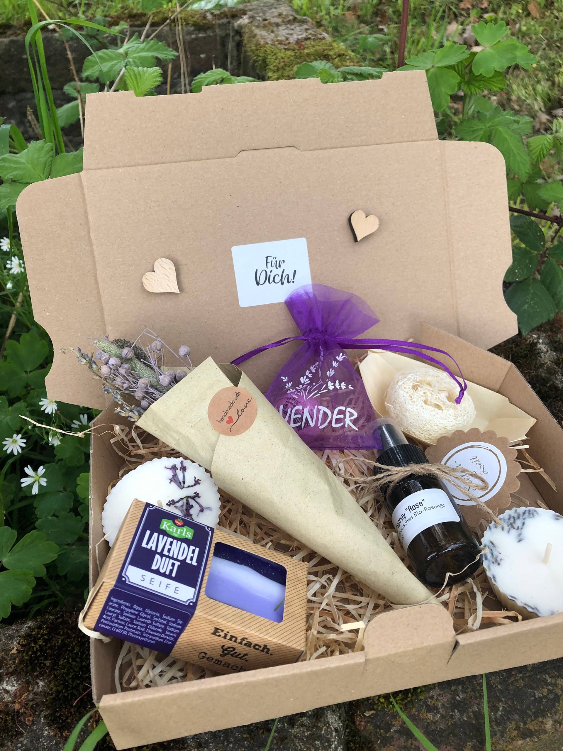 Wellness Natur Spa Geschenkset, Lavendel, Rose, Für Dich von SeelenZeit